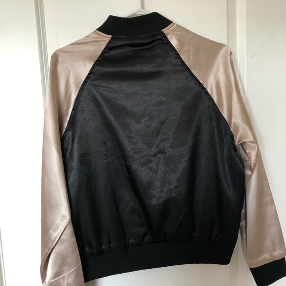 Leather Bomber Jacket with Embroidery - Picture 2 of 2